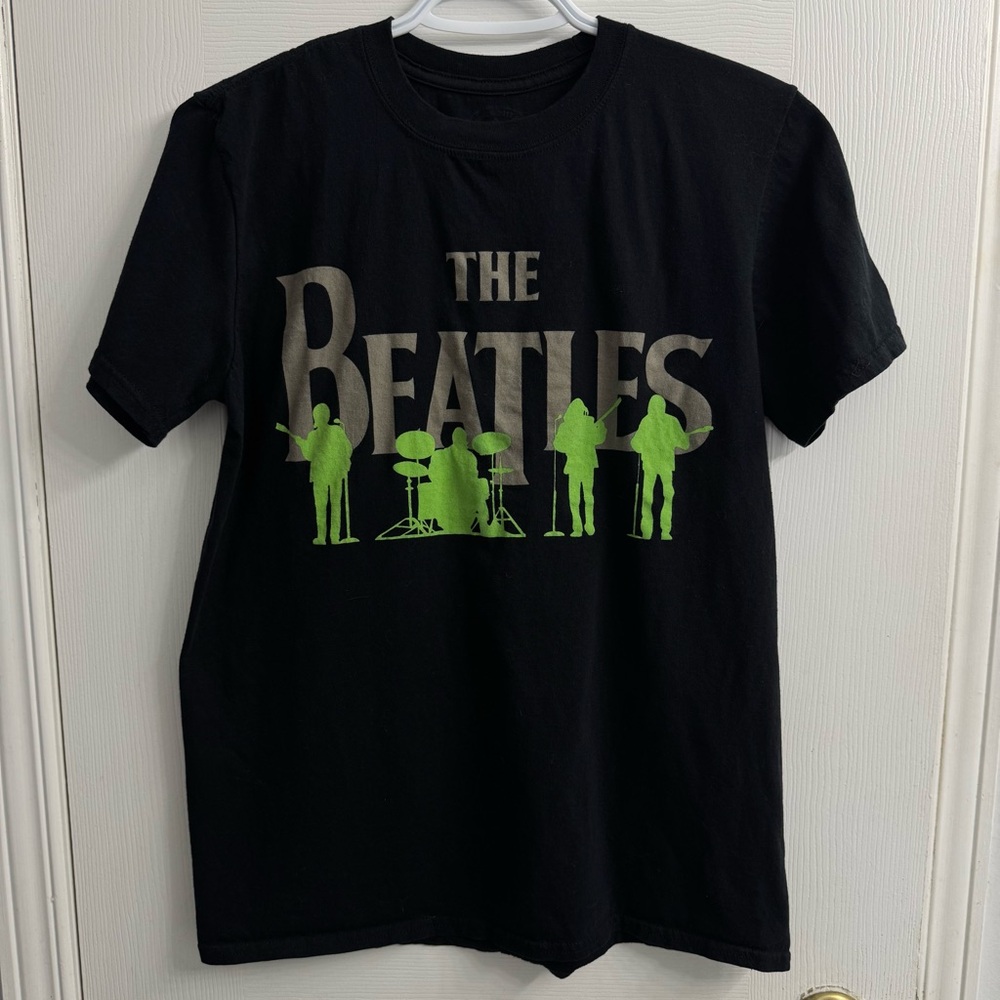 The Beatles Savile Row Line Up Graphic T-Shirt M Black Green Unisex Band Tee